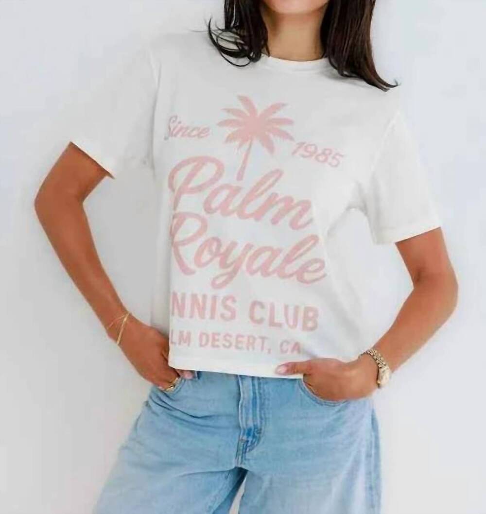 NEW SUNNY SOMEWHERE palm royale tennis everyday tee in grayish white